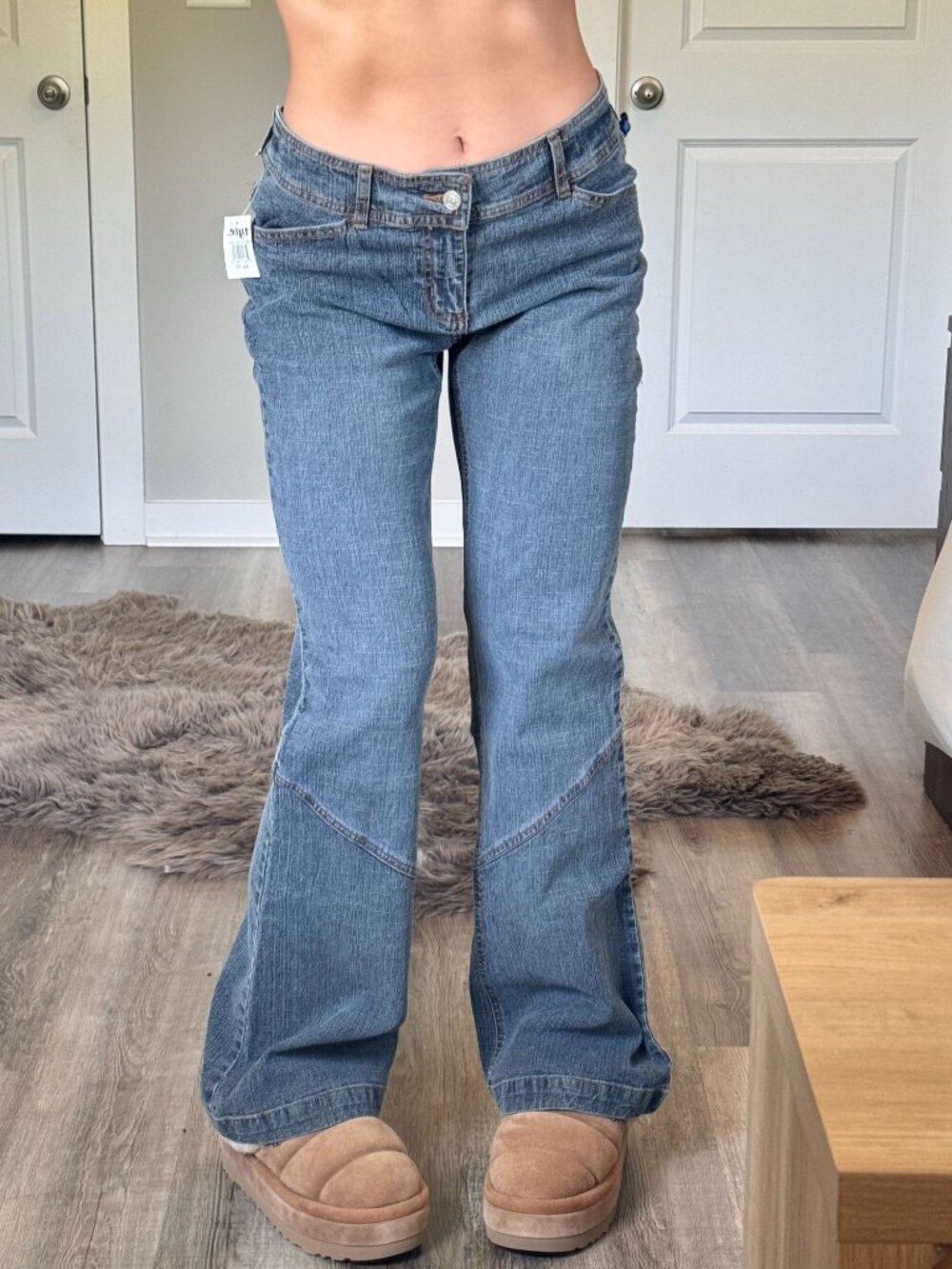 NWT Y2K Tyte Mid Rise Flare Jeans Womens 11 Western Grunge Dark Wash Flap Pocket